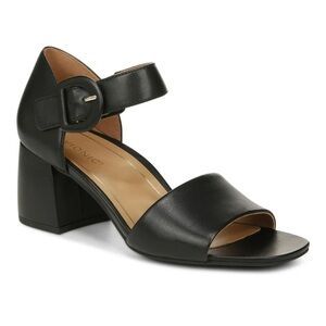 Vionic Chardonnay Black Leather Block Heel Sandals Women’s Size 8.5